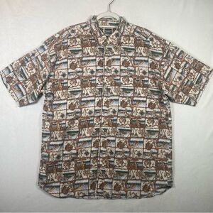 Northern Elements Vintage Men's XL Outdoors Fishing Hunting Canoe Print